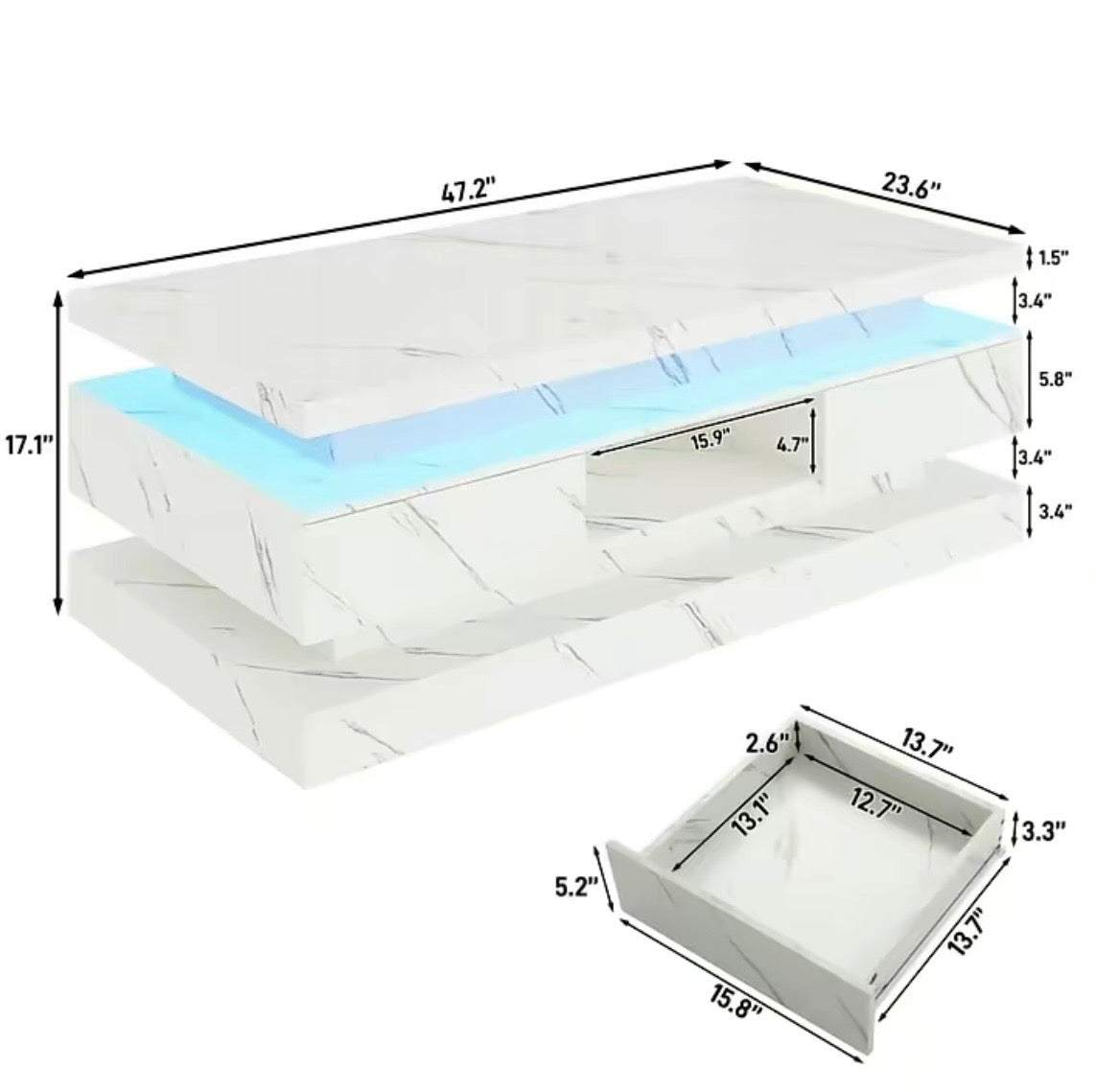 High Gloss: L.E.D Coffee Table