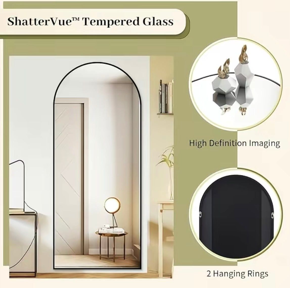 Arch Mirror: Full Length 16”-W 59”-L