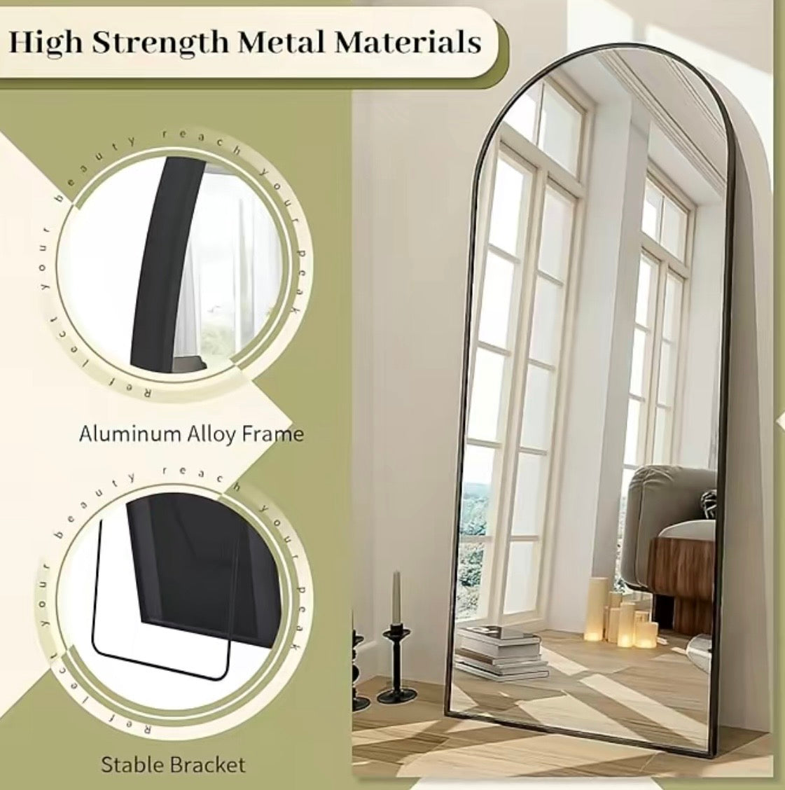 Arch Mirror: Full Length 16”-W 59”-L