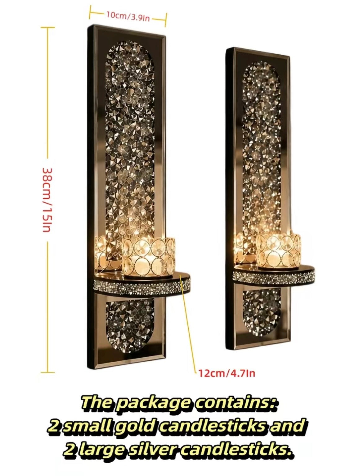Crystal Mirror Mount: Glass Candle Holder