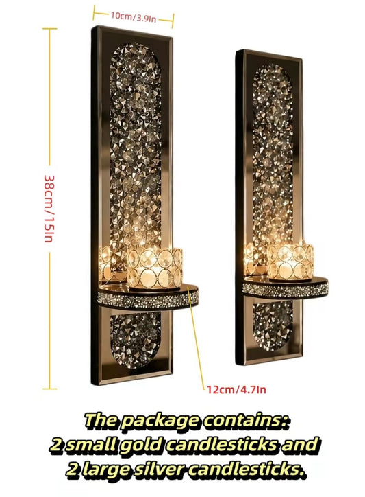 Crystal Mirror Mount: Glass Candle Holder