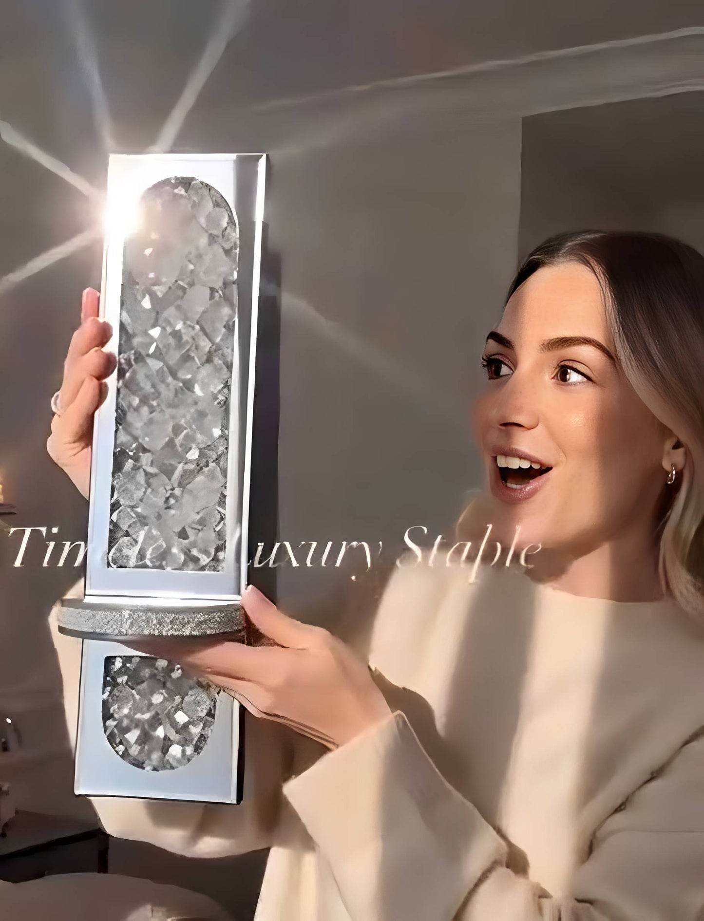 Crystal Mirror Mount: Glass Candle Holder