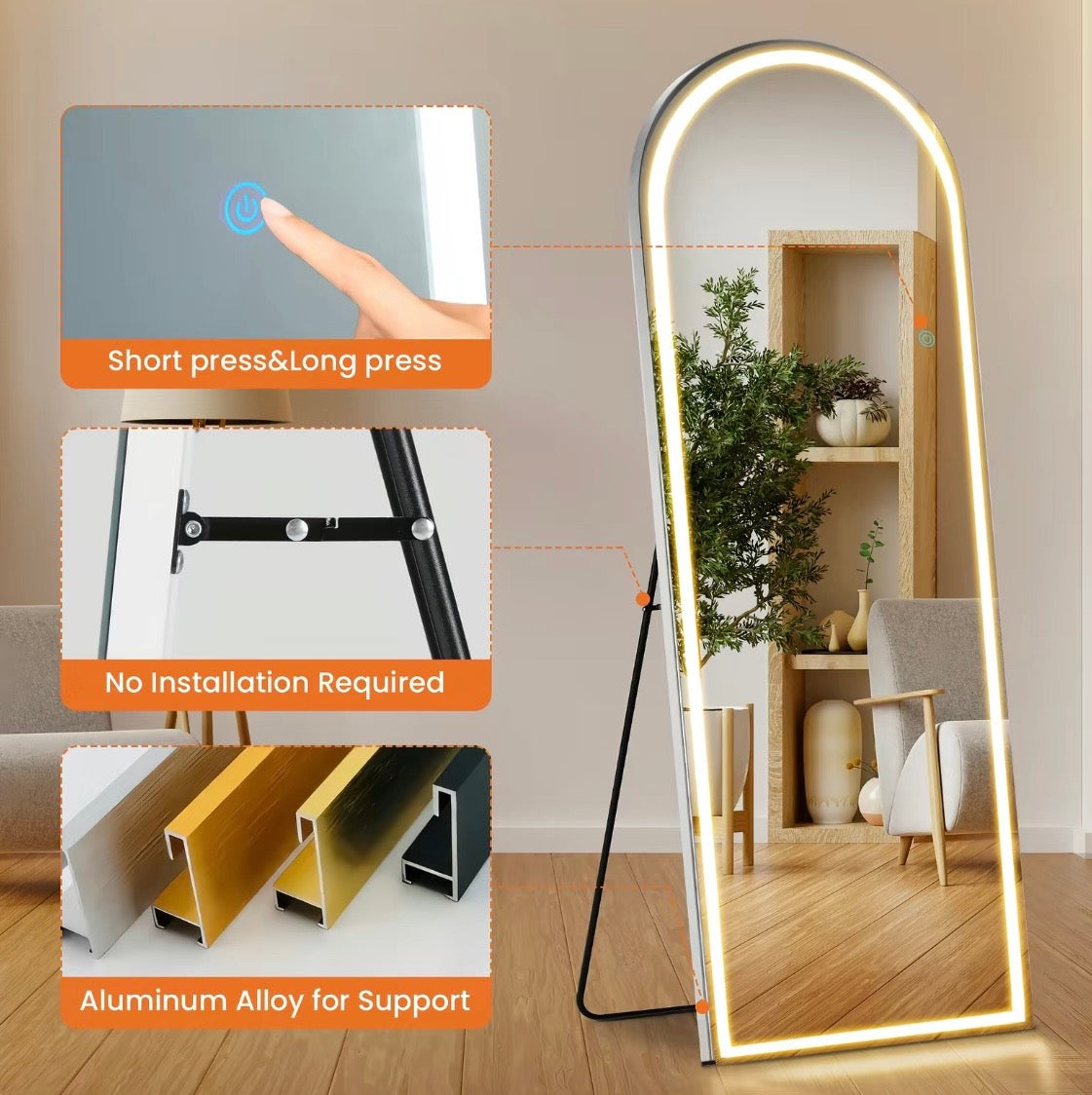 [LED] Arch Mirror: Full Length 20”-W 63”-L