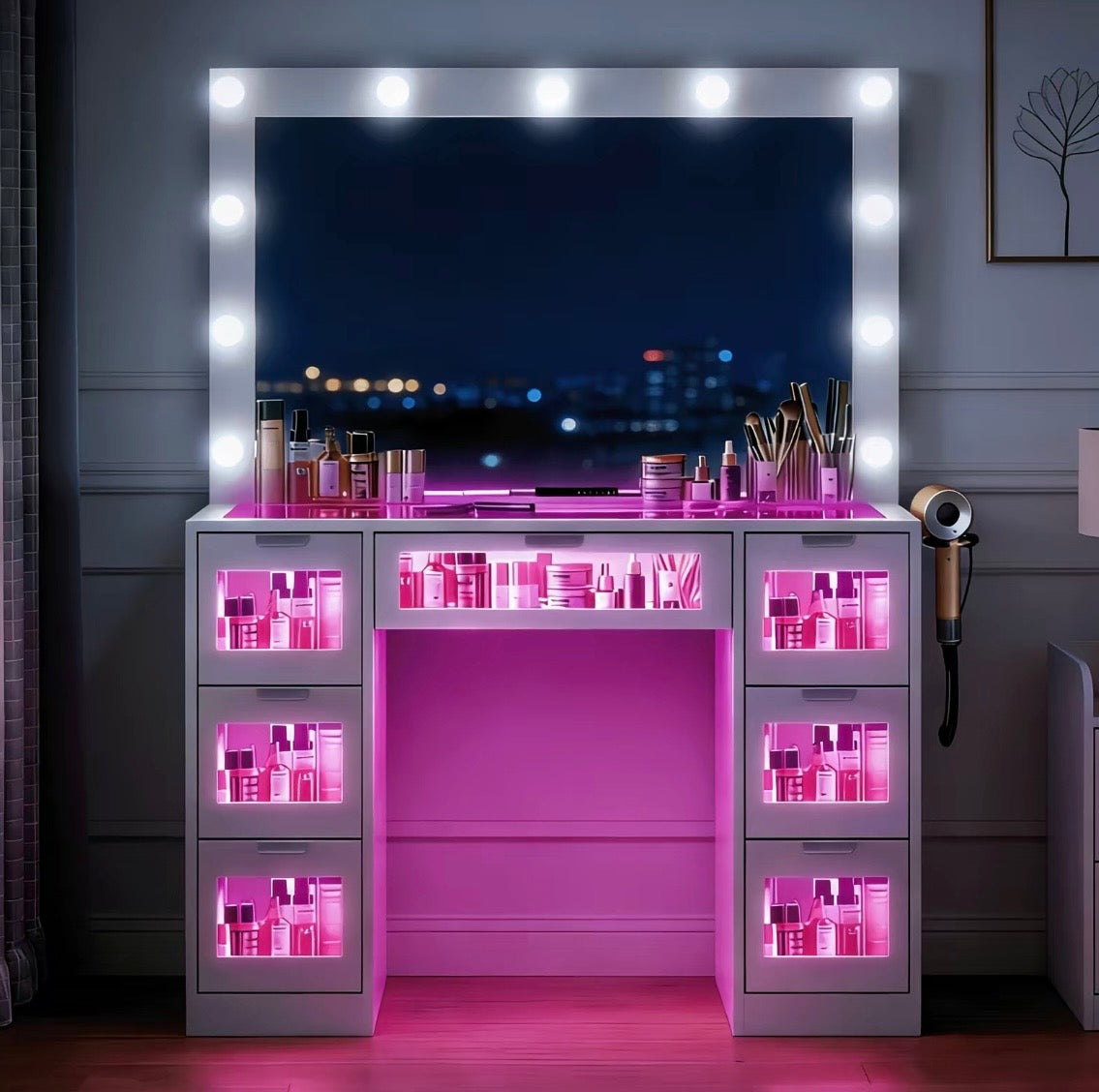 Punice: Modern Bedroom Makeup Vanity
